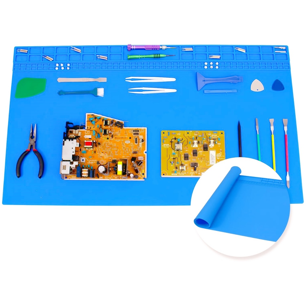 Electronics Repair Bench - Heat-Resistant Silicone Soldering Pad - Non-Slip